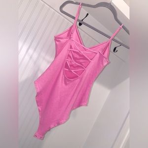 COPY - Barbie Pink Criss Cross Back Bodysuit